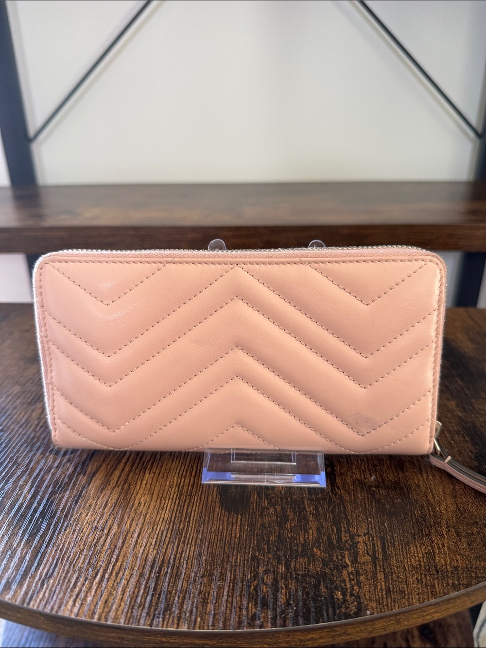Gucci Blush Pink GG Marmont Chevron Zip Wallet - Picture 4 of 6